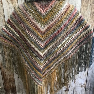 PDF Crochet Pattern - Bohemian Triangle Scarf - Boho Crocheted Wrap ...