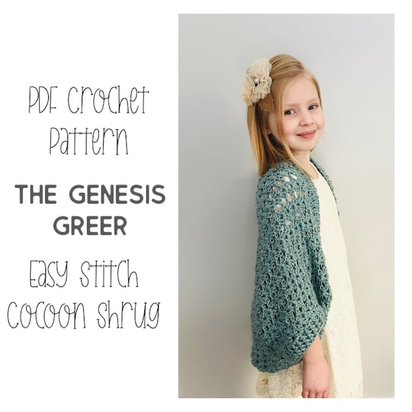 PDF Crochet Pattern - Easy Shrug Cocoon Cardigan - Beginner Sweater Cardi - Women’s and Girl’s Beginner Sweater Shrug Pattern