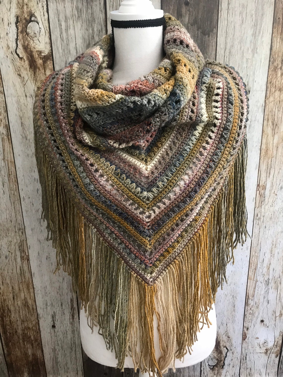 PDF Crochet Pattern Bohemian Triangle Scarf Boho Crocheted - Etsy