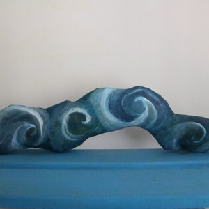 Onda del mare, cartapesta da tavolo, ornamento decorativo mensola