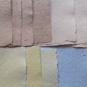 Sheets of handmade paper, various weights, 1/4 of SRA4, 15 cm x 21 cm, mixed colors and patterns, handmade paper for Scrapbooking