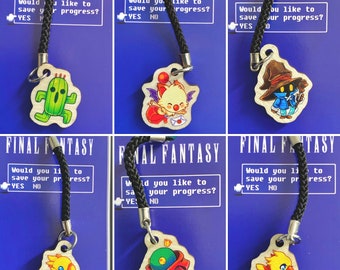 Cute FF phone charm | Fascinator Moggle Pampa Chocobo Tomberry | Final Fantasy mascot
