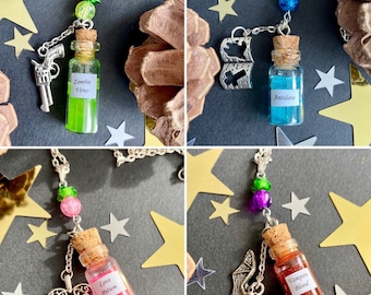 Potion bottle charm necklace | vampire blood Dracula | zombie virus antidote | love spell antidote | magic witch jewelry