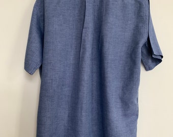 ★MASSIMO DUTTI★ リネン 半袖 Tシャツ リードブルー リネンジャージー テーラードリブドヘムTシャツ ブルー