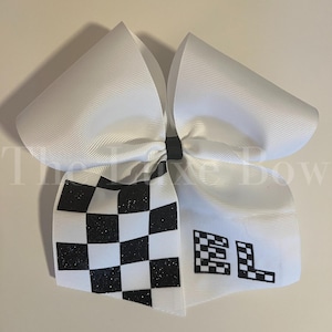 Cheer Bow - Checkerboard - your choice of ribbon and glitter colors