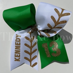 Softball Bow - Your choice of ribbon and glitter colors - softball laces bow