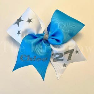 Softball Bow - Your choice of ribbon and glitter colors - all stars