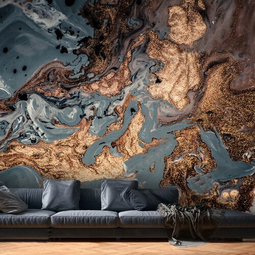 Removable Wallpaper,Abstract Art,Gold shops and Black Marble,Peel and Stick,Self Adhesive or Vinyl with Sparkles