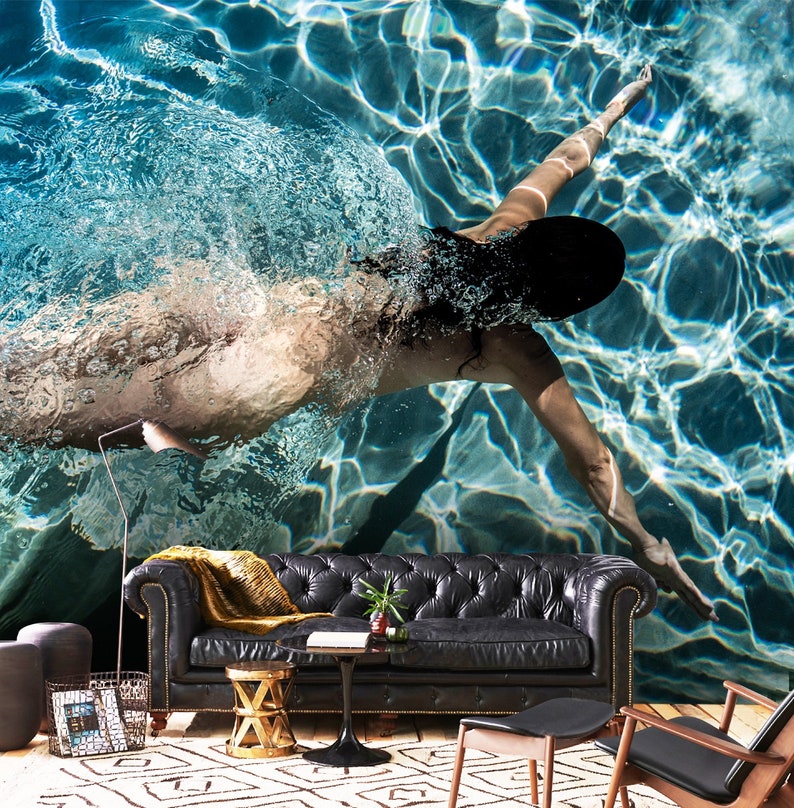 Wallpaper Nackte Frau im Wasser Nude Pool Peel und Stick Etsy