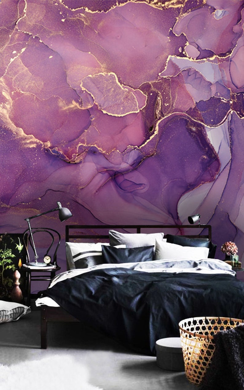 Removable Wallpaper,Marble Gold and Purple Wall Mural,Peel and shops Stick,Self Adhesive or Vinyl with Sparkles