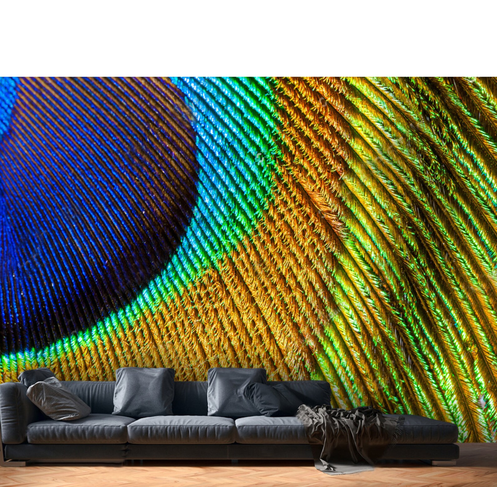 Wallpaper Peacock Plume Peel and Stick Vinyl Self Etsy