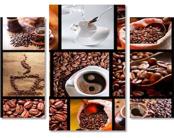 Coffee on Canvas,Coffee Art style,Beautiful Coffee on Canvas Wall Art, Cup of Coffee on Canvas, Coffee Beans on Canvas