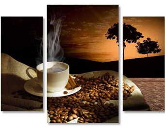 Coffee on Canvas,Coffee Art style,Beautiful Coffee on Canvas Wall Art, Cup of Coffee on Canvas