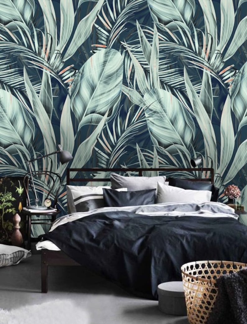 Removable Wallpaper,Tropical Foliage Wall Mural,Abstract,Peel&Stick,Self Adhesive or Vinyl