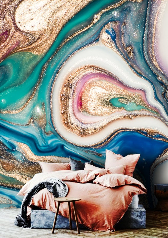 Papel tapiz autoadhesivo para despegar y pegar, mezcla de colores, pinturas  acrílicas, arte moderno, textura de mármol, papel autoadhesivo extraíble y