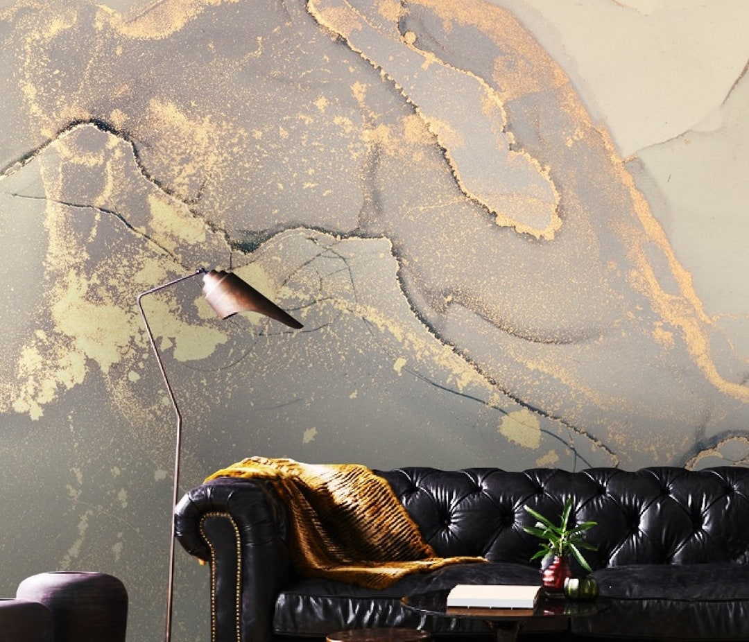 Pintura de pared de sala de dibujo creativa imprimación de color gris con  sofá