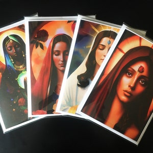 Set van 4 wenskaarten Heilige Godin