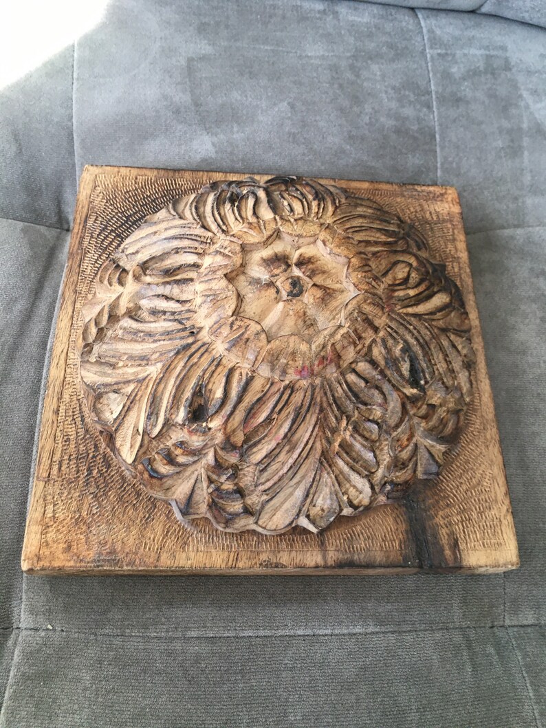 Hand Carved Wood Medallion Wall Art India 8 X 8 Etsy