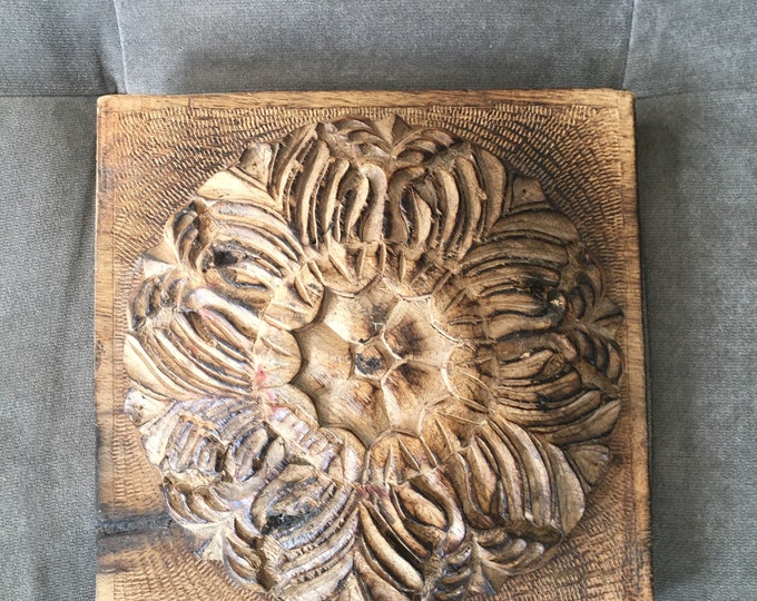 Hand Carved Wood Medallion Wall Art India 8 X 8 Etsy