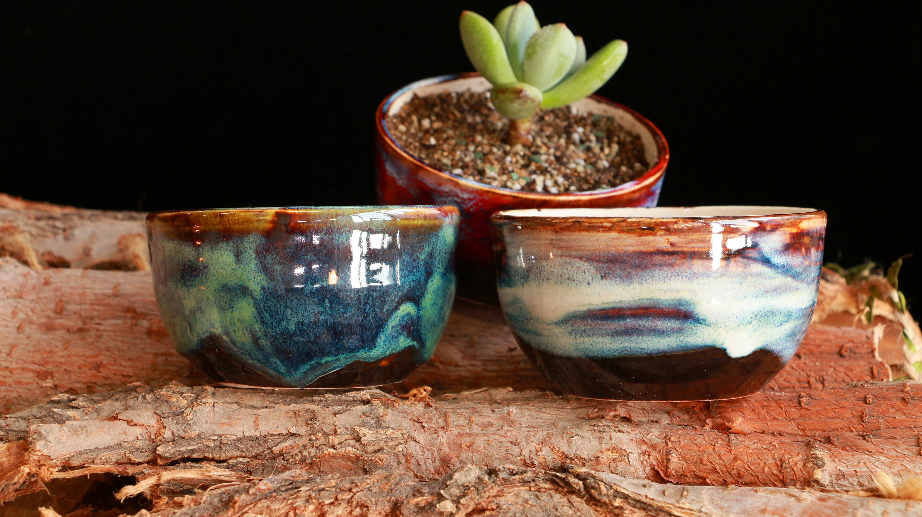 Keramik Blumentopf Sukkulenten Pflanzen Mini Garten Bunter Etsy