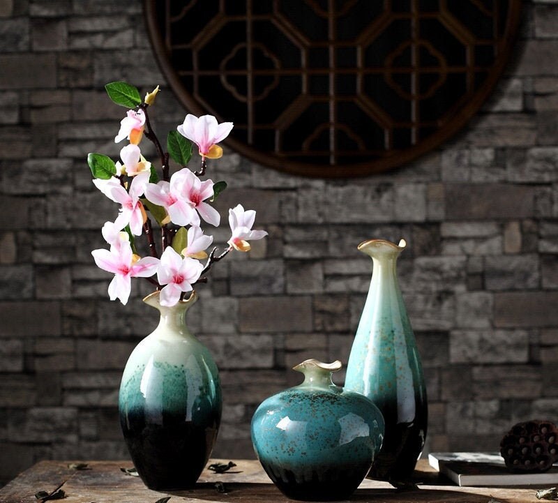 Vase En Céramique bleue,