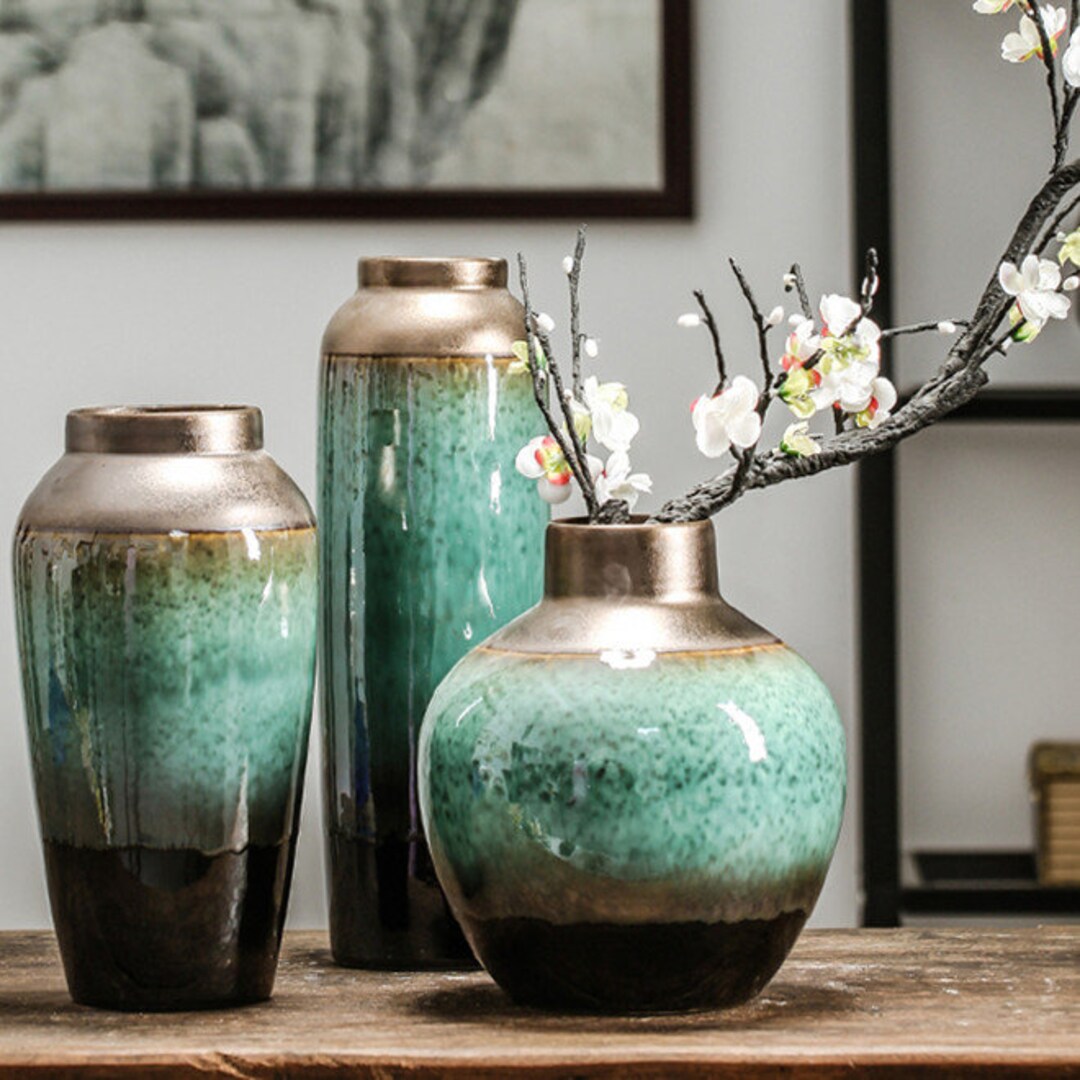 Green Ceramic Flower Vase Home Decor Handmade Ceramic Etsy