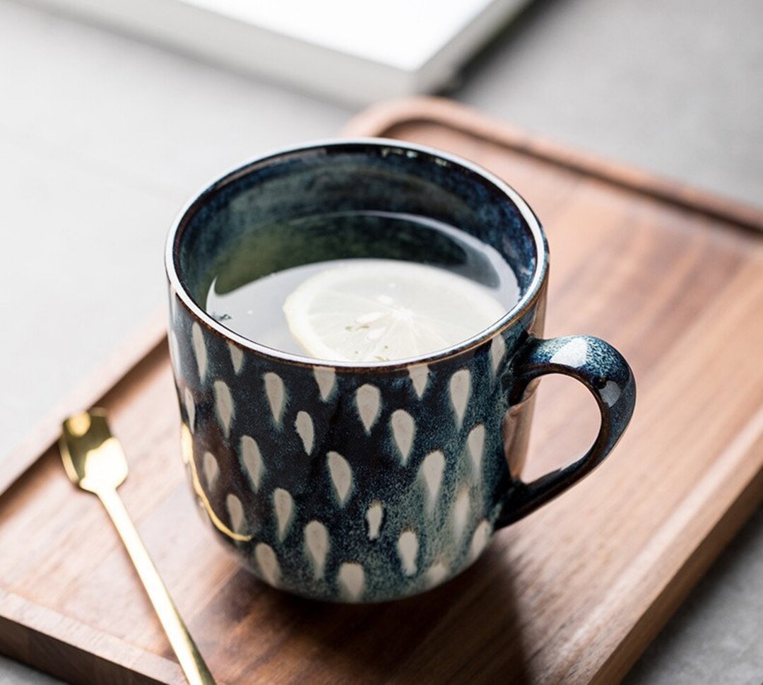 Ceramic Coffee Mug Handmade White Raindrops Custom Mug - Etsy