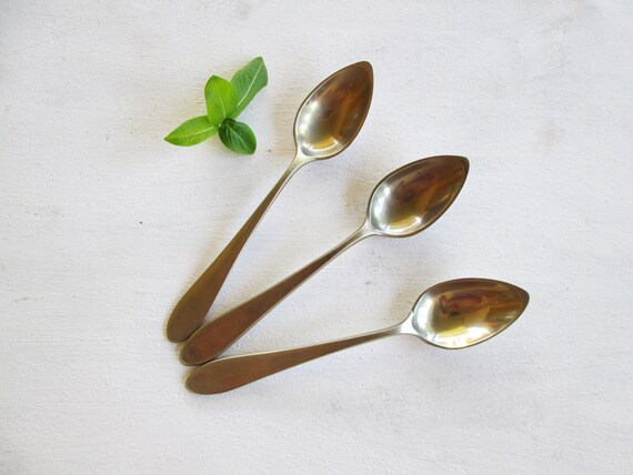 Vintage Tea Spoons Alpacca German Silver Gold Plated Etsy