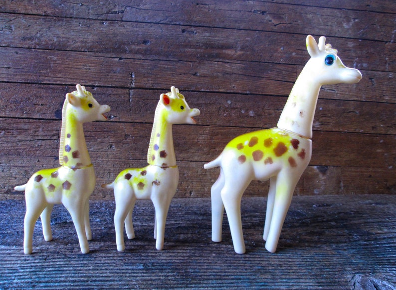 Vintage RUBBER TOYS GIRAFFE Mother and Your Babies Vinyl Etsy