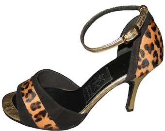 High Heels Knöchelriemchen Tanz Tango Wildleder & Fell Handgemacht