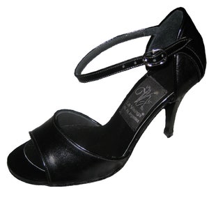 Black Tango Shoes, Ankle Strap, Open Toe, Closed Back, High Heels, La Vikinga Shoes