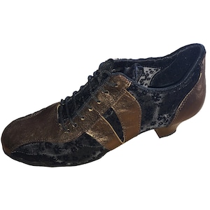 BRONZE & BLACK Leather Dance Sneakers / Leather Practice Shoes / Leather Tango Sneakers - La Vikinga Shoes