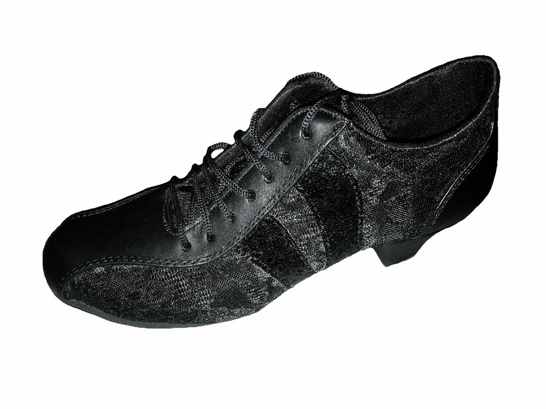 BLACK Leather Dance Sneakers / Leather Practice Shoes / Leather Tango