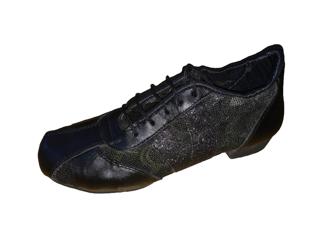 BLACK Leather Dance Sneakers / Leather Practice Shoes / Etsy