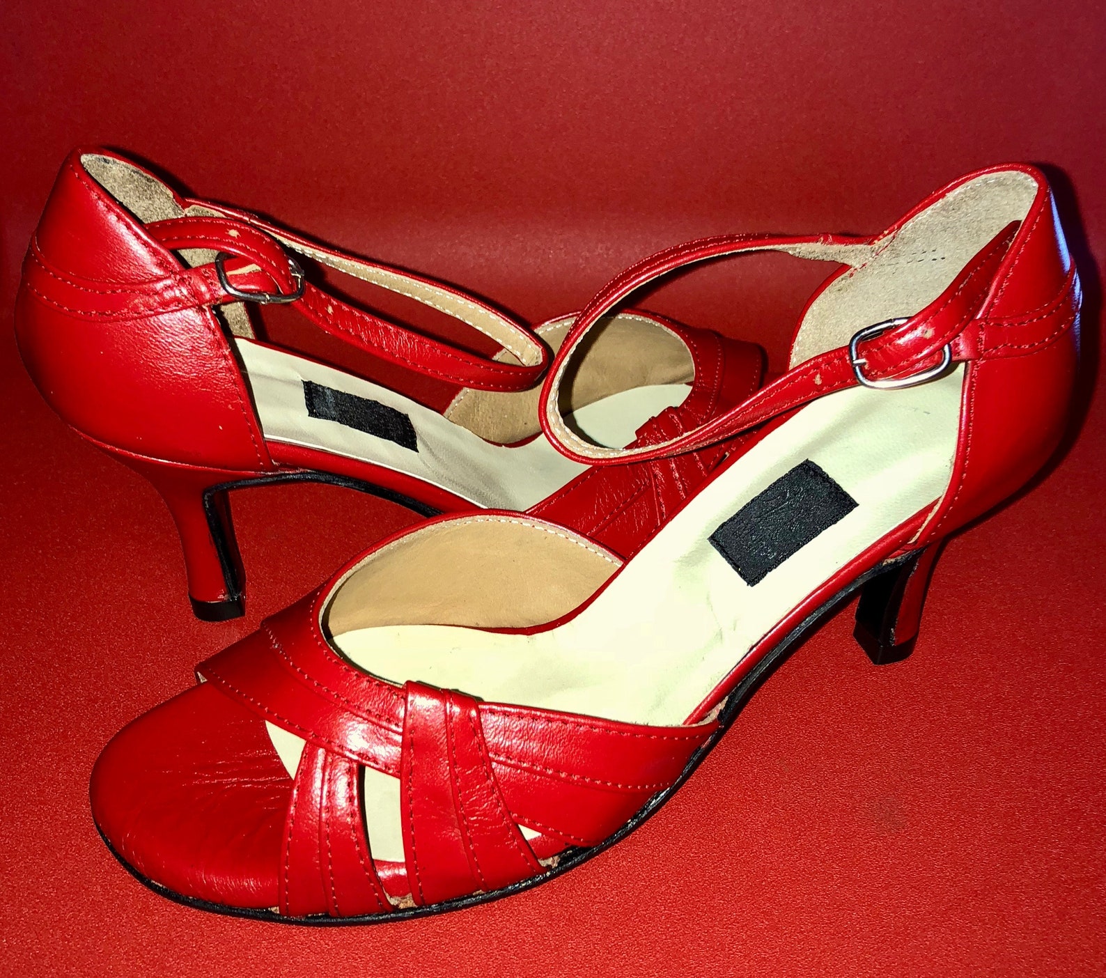 RED Open Toe Closed Back Heels Pumps/ladies Shoes/tango Shoes La
