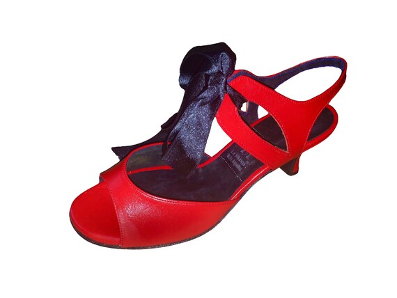 RED Slingback Ankle Strap Open Toe 