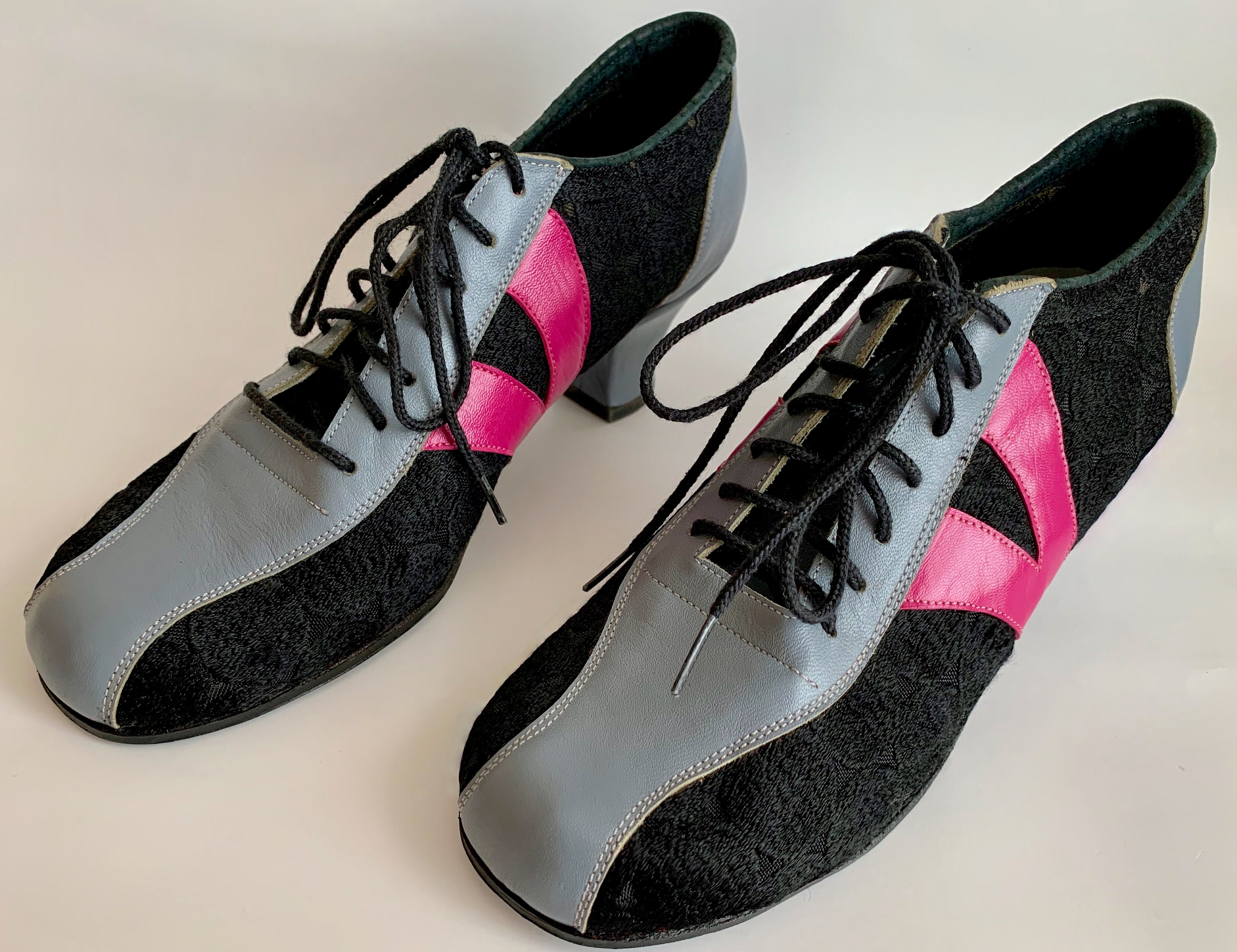 GRAU, PINK SCHWARZ Leder Tanz Sneakers Leder Übungsschuhe