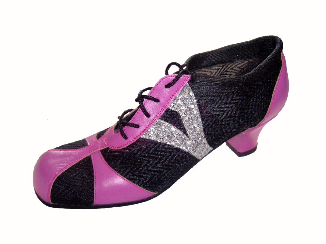 PINK & BLACK Leather Dance Sneakers / Leather Practice Shoes / Etsy UK
