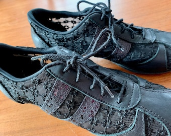 Practice Dance Tango Sneakers Leather & Lace Fabric