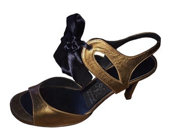 High Heels Leder Slingback Knöchelriemchen Tanz Tango