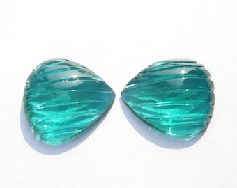 Gemstone Shells Teal Green Quartz Carved Shells Size 25X23 MM