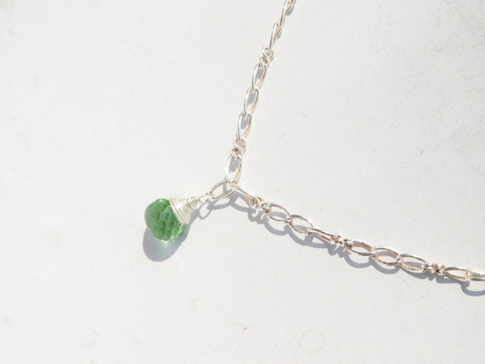 Wire Wrapped Necklace/green Quartz Onion Necklace/sterling Etsy