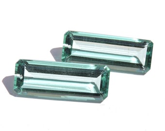 Sage Green Quartz Baguette Pair: Faceted Gemstone Beads (36x14 MM)