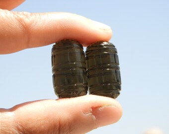 Carved Smoky Quartz Gemstone Drops: Jewelry Making (25x14 MM)