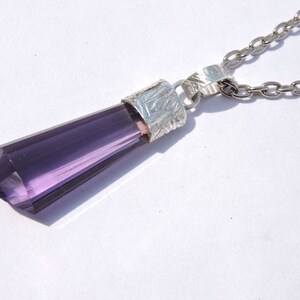 92.5 Sterling Silver Purple Amethyst Quartz Faceted Chandelier Pencil Shaped Pendant Gemstone Silver Pendant Unisex Pendant Size 38X12 MM