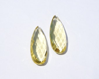 1 Pair Citrine Quartz Faceted Pear Shaped Loose Gemstone Size 30X12 MM