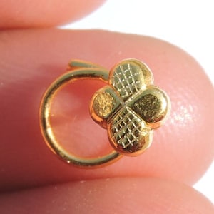 22 Kt Gold Polished On 92.5 Sterling Silver Designer Indian Nose Ring Decorated Nose Stud Traditional Nose Ring