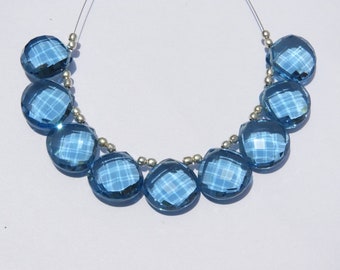 8 Pcs Beautiful London Blue Quartz Faceted Heart Shaped Beads Size 15X15 MM