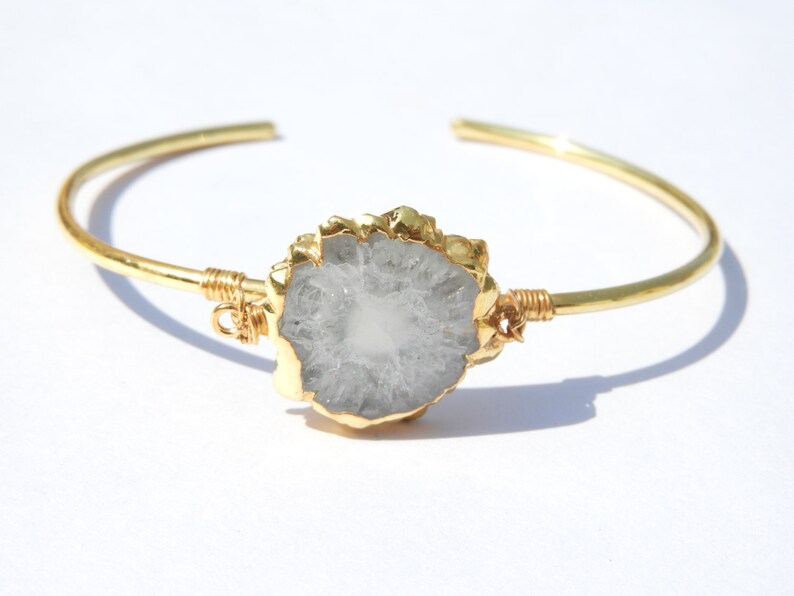 Druzy BraceletGold Edges Druzy BraceletNatural Gemstone BraceletChain BraceletDesigner Solar Druzy Bracelet