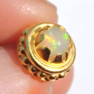 Indian Nose Ring 22 Kt Gold Polished On Sterling Silver Natural Ethiopian Opal Nose Ring Nose Bali nose Hoop Nose Stud Ring